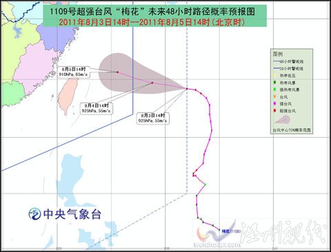 超強臺風“梅花”向西偏北方向移動 
