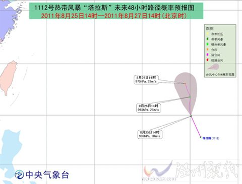 “塔拉斯”繼續向偏北方向移動