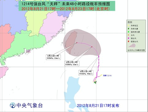 14號超強臺風天枰最新路徑圖