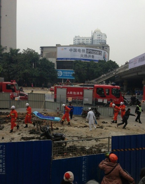 南寧地鐵塌方報道有誤，發生塌方事故的是南寧市政污水管線工地