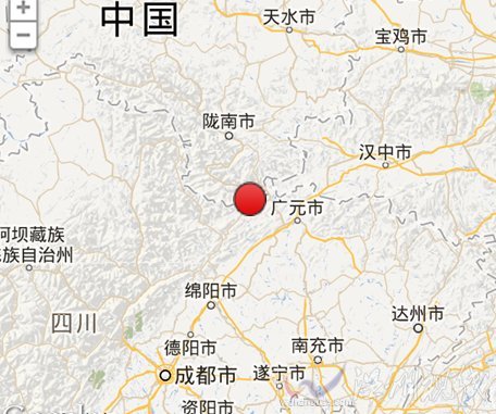 青川地震震中位置圖