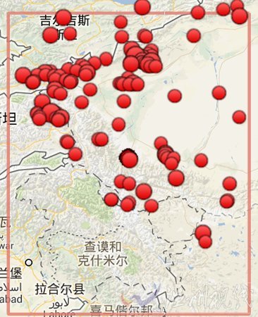 葉城地震震中附近過去一年發生的3.0級以上地震分布