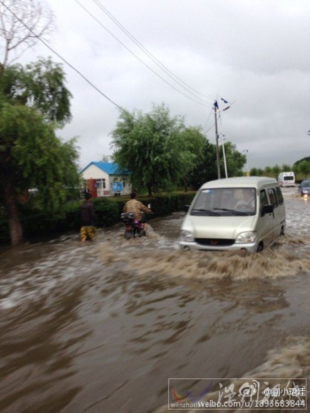 佳木斯降雨使道路出現積水阻礙交通