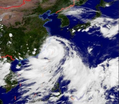 21日16時(shí)臺(tái)風(fēng)潭美衛(wèi)星云圖