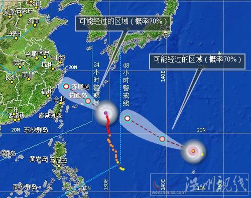 雙臺(tái)風(fēng)“菲特”和“丹娜絲”路徑圖