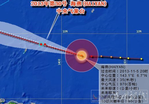 2013年30號臺風海燕最新路徑