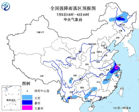 全國強降雨落區預報圖
