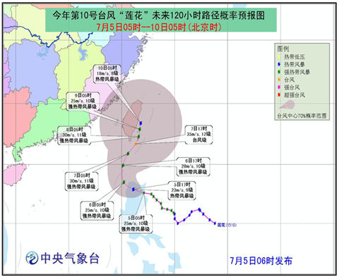臺風蓮花路徑預報圖