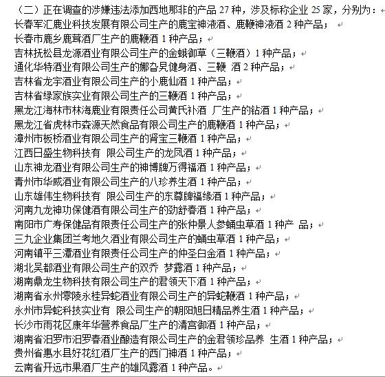 被查出的企業名單