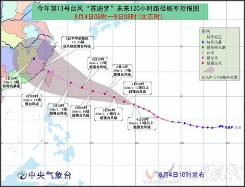 蘇迪羅臺(tái)風(fēng)在浙江沿海一帶登陸