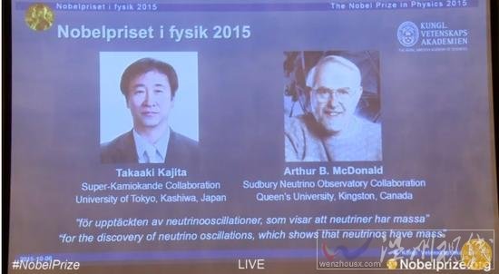 2015諾貝爾物理學獎獲獎名單