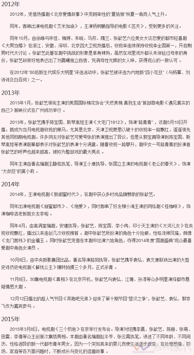 張歆藝家庭背景