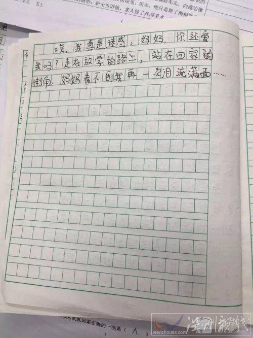 小學(xué)生因缺少關(guān)愛寫心酸作文