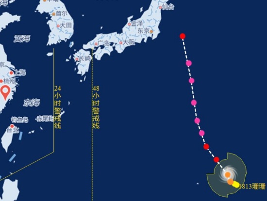 13號(hào)臺(tái)風(fēng)珊珊路徑圖