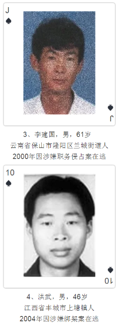 云南發(fā)撲克通緝令
