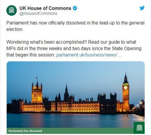 英國議會下院宣布解散