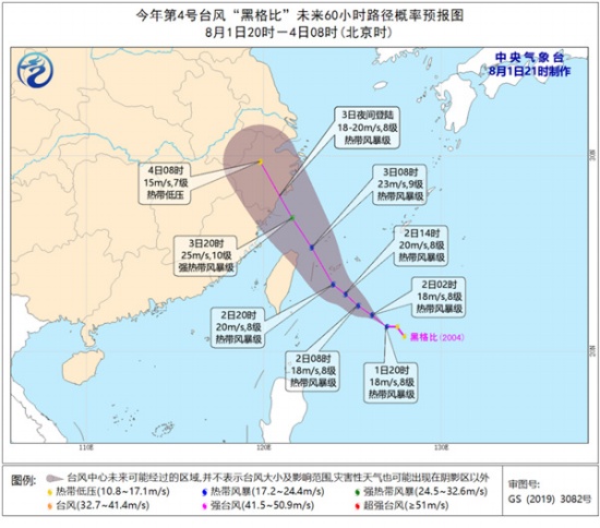 臺風黑格比路徑預報圖